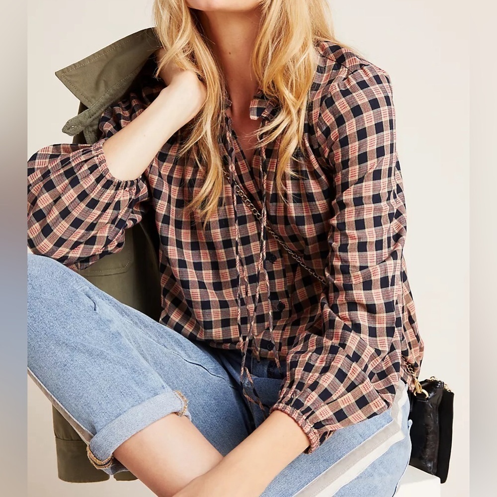 Anthropologie | Alice Plaid Blouse